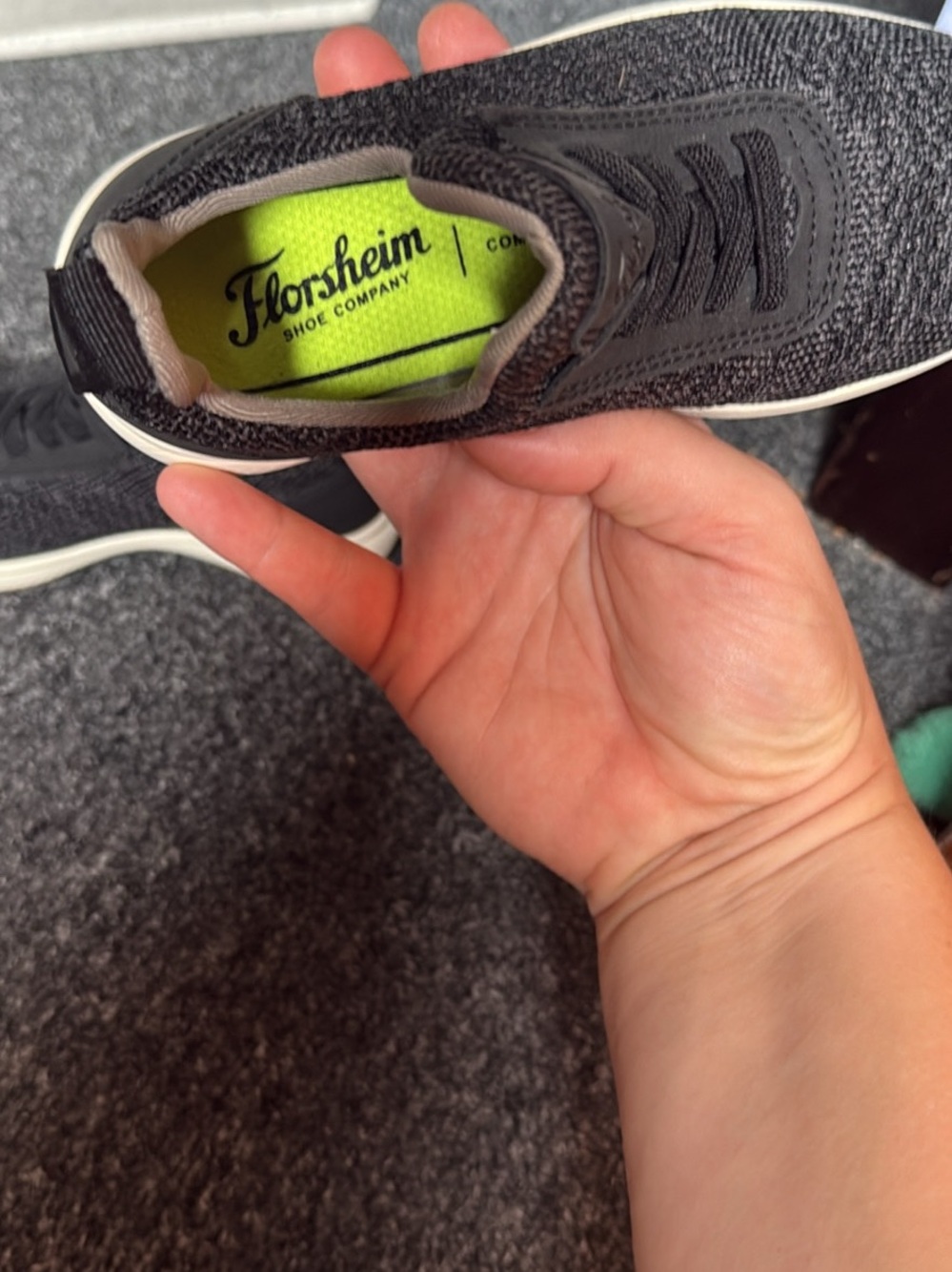 Florsheim Black Knit Slip-On Sneaker with Neon Green Insole